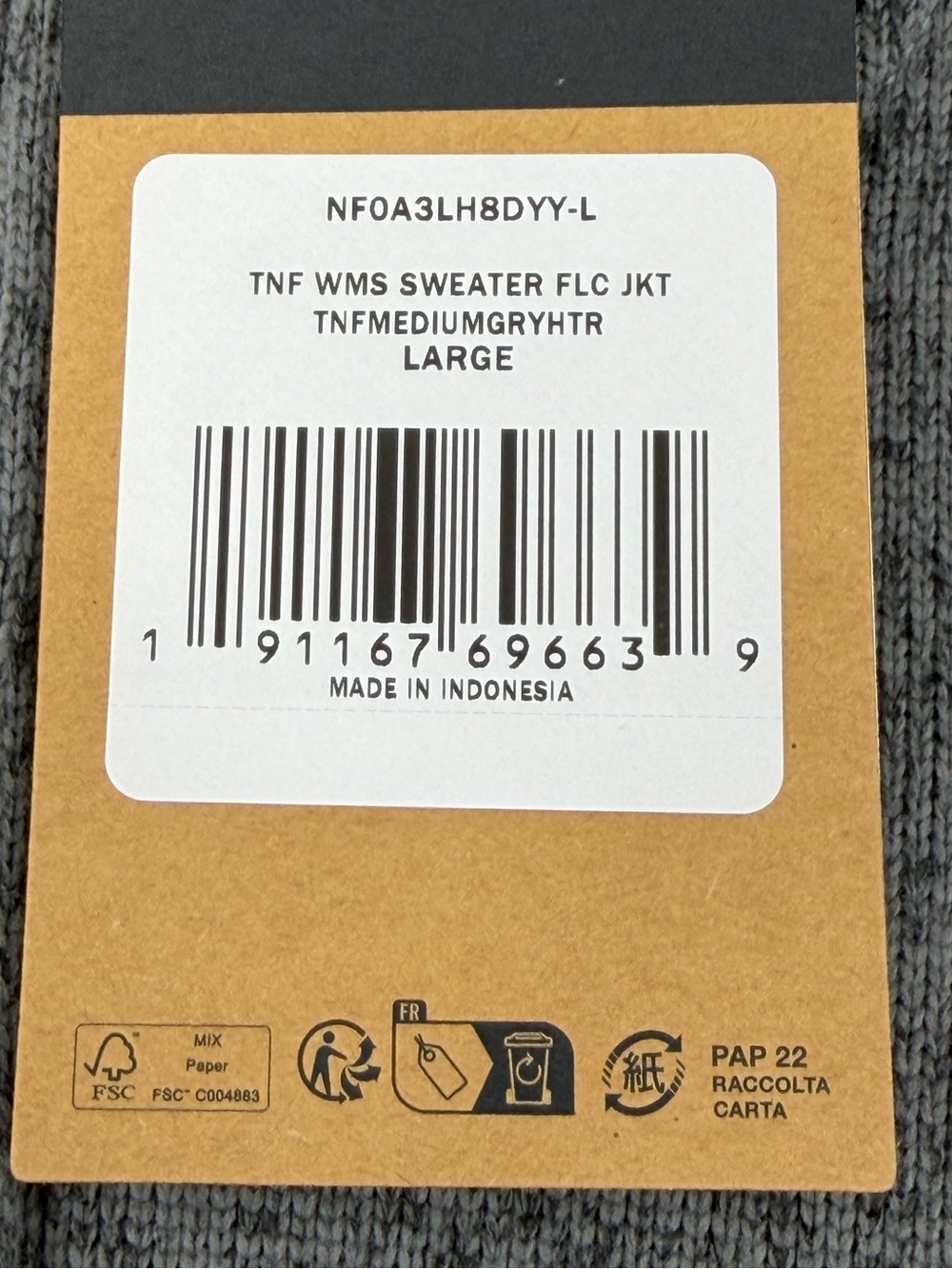 The North Face Women's Sweater Fleece Full Zip Jacket Gray Heather Large NWT - Picture 9 of 13